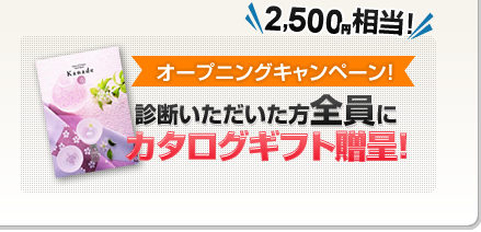 導入キャンペーン！診断いただいた方全員に3,000円相当のカタログギフト贈呈！